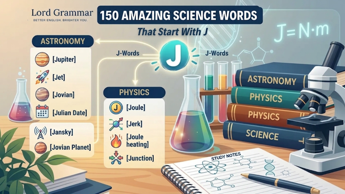 exploer 150 science words that start with j
