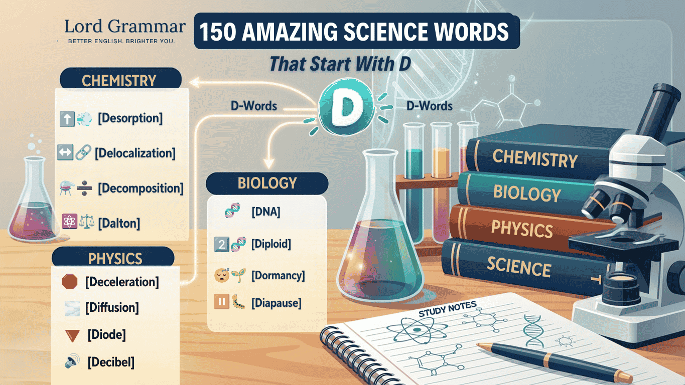 explore science words that start with D