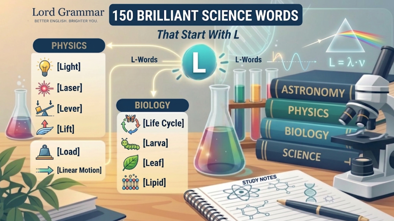 exploer 150 science words that start with L